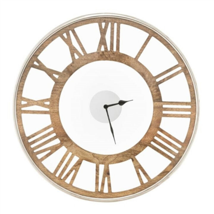 Farmhouse Style Wood Wall Clock with Roman Numerals – Classic Design for Home Decor