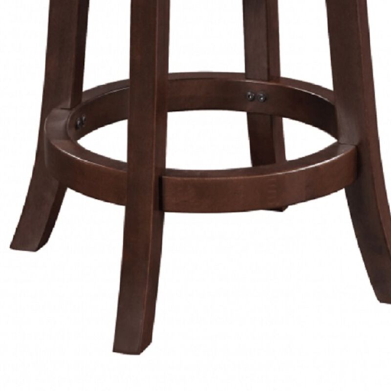 Sabi Swivel Counter Stool, Solid Wood, Faux Leather