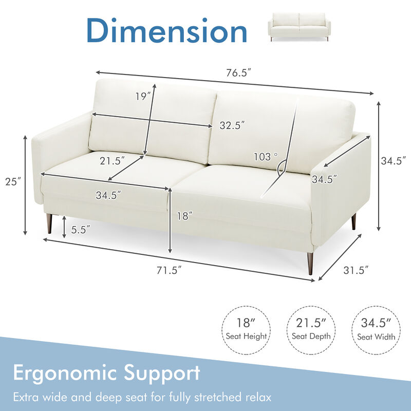 Fabric Sofa Couch Living Room Small Apartment Furniture w/ Metal Leg
