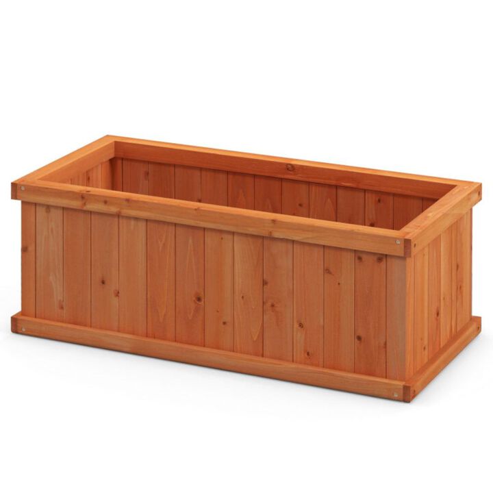 Hivvago Raised Garden Bed Wooden Planter Box with 4 Drainage Holes and Detachable Bottom Panels