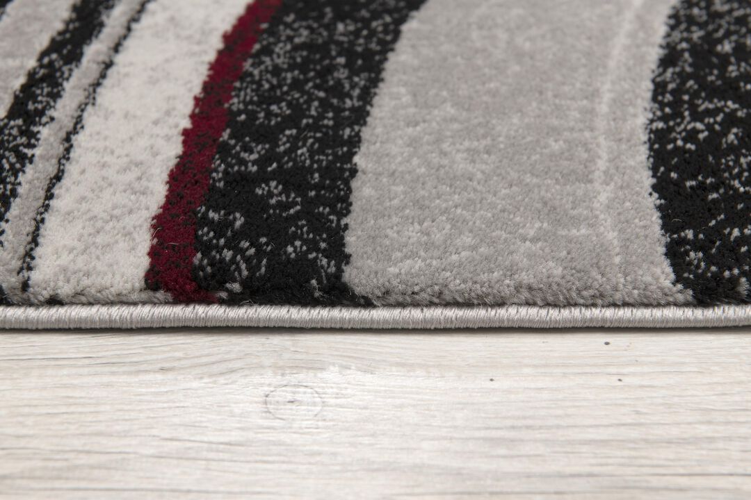 Montage Abstract Lines Grey Black Indoor Runner Rug
