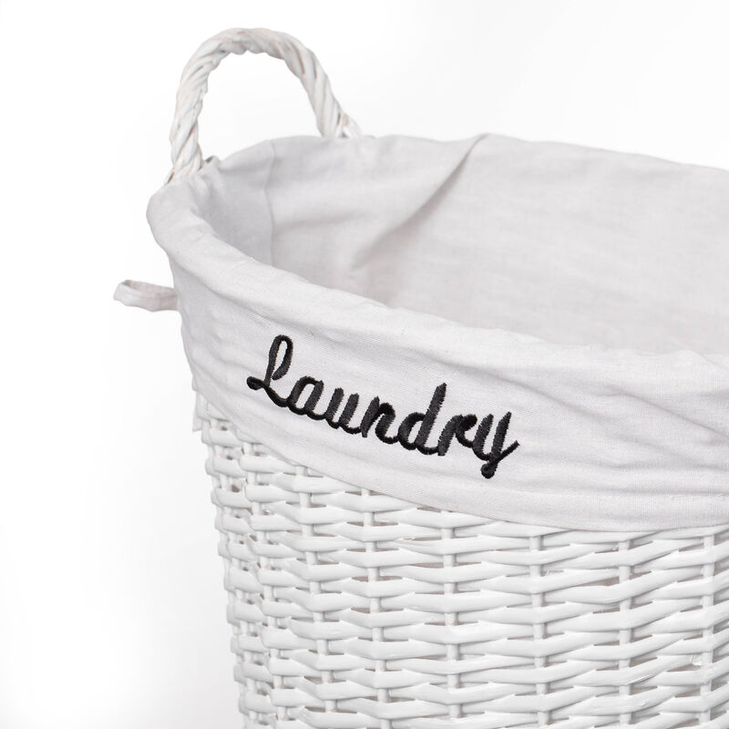 Wickerwise Handwoven Laundry Basket with Liner & Handles - Boho Decorative Storage Hamper for Clothes Blankets Pillows and Towels - Ideal for Laundry Room Bathroom Bedroom and Living Room, Brown