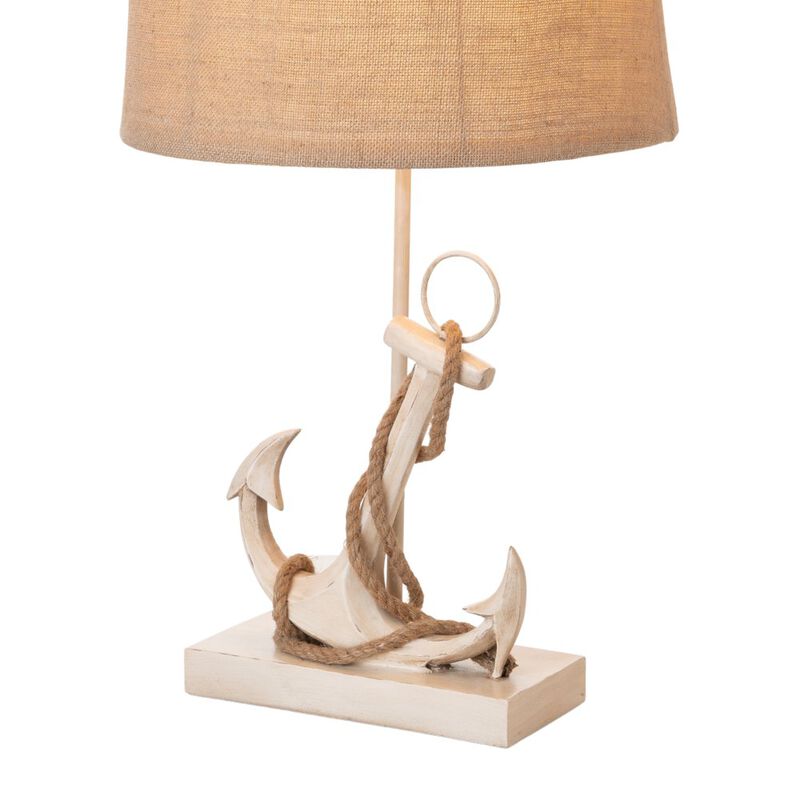 Lux Lighting Anchor 28 Distressed White Polyresin Coastal Table Lamp, (Set of 2)