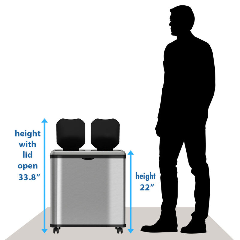iTouchless 16 Gallon / 61 Liter Sensor Recycle Bin & Trash Can