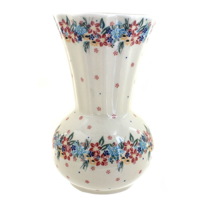 Blue Rose Polish Pottery Butterfly Vase