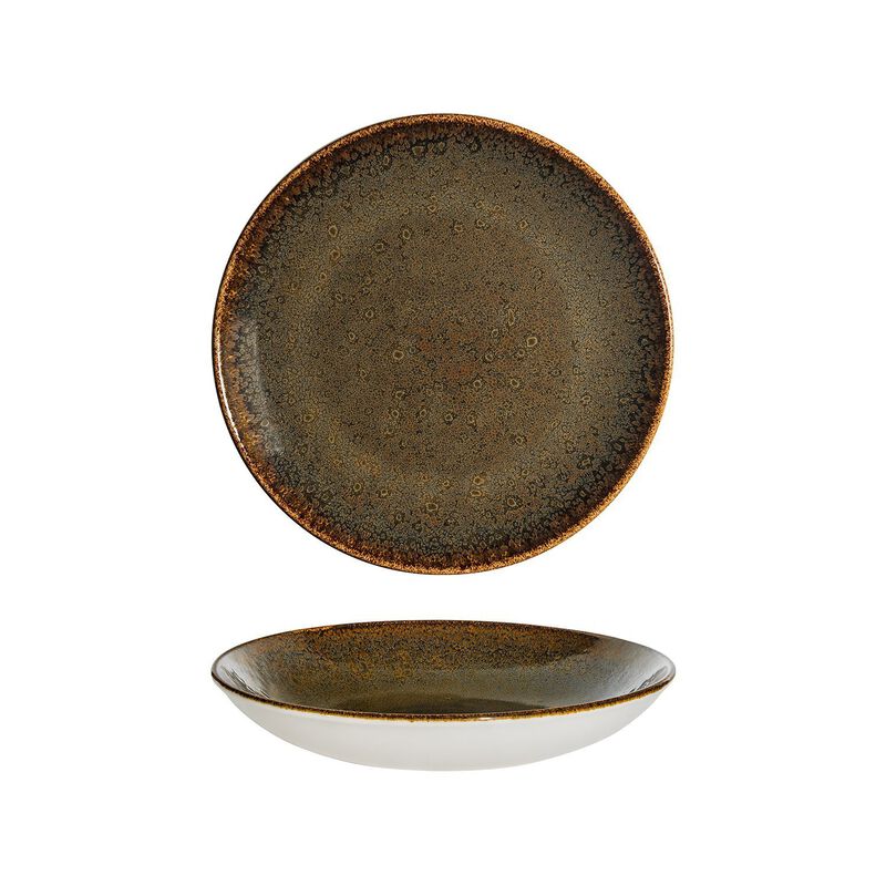 Tierra dia.11" h:2.5" 57 oz. Round Brown Porcelain Bowl (Set of 2)
