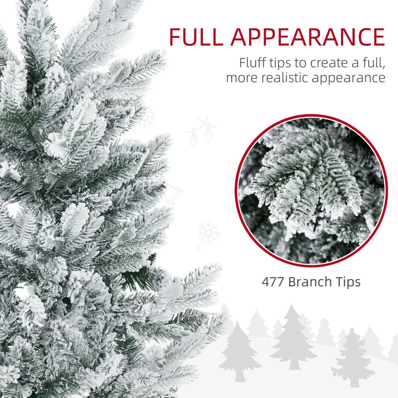 HOMCOM 6' Artificial Christmas Tree with Sonw Flocked, Auto Open