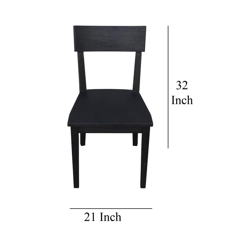 Dining Side Chair Set of 2, Curved Backrest and Tapered Legs, Black - Benzara