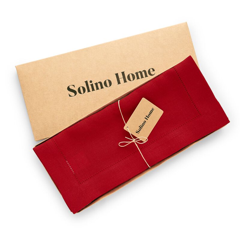 Solino Home 100% Pure Linen Table Runner | Sonoma Hemstitch
