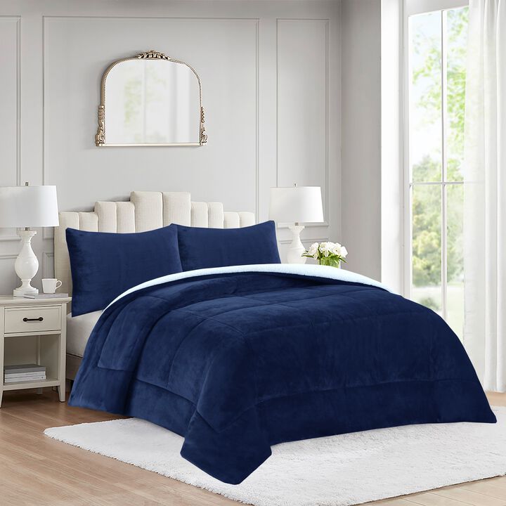 MarCielo 3 Piece Soft Micromink Fluffy Ultra Cozy Sherpa Comforter Set