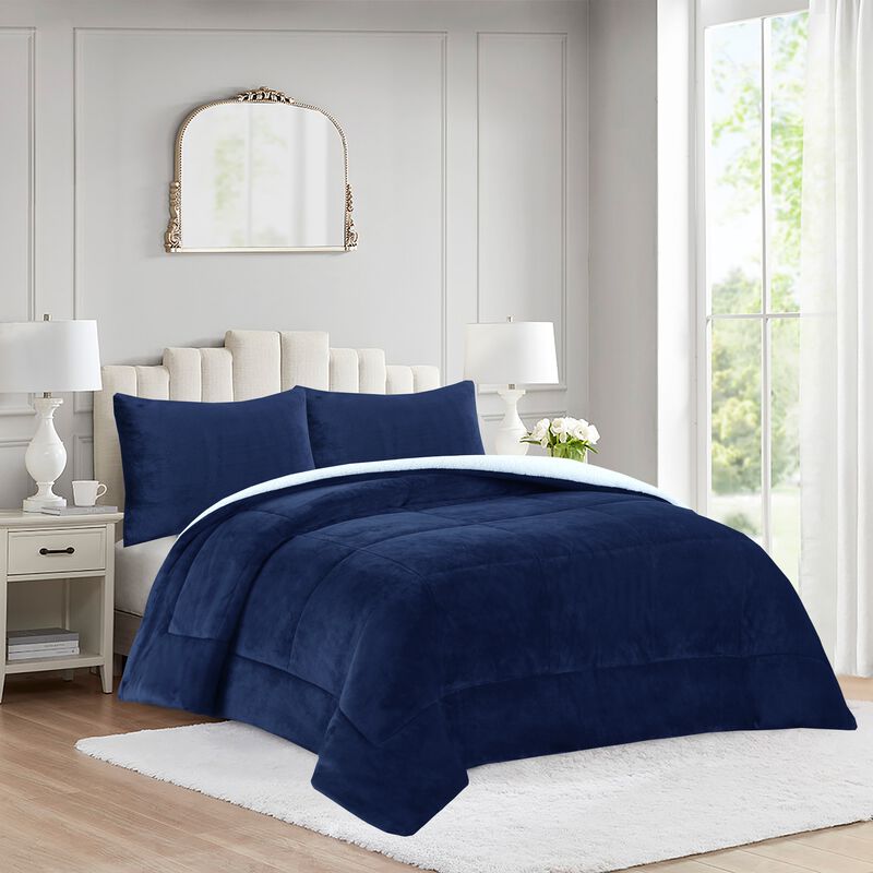 MarCielo 3 Piece Soft Micromink Fluffy Ultra Cozy Sherpa Comforter Set