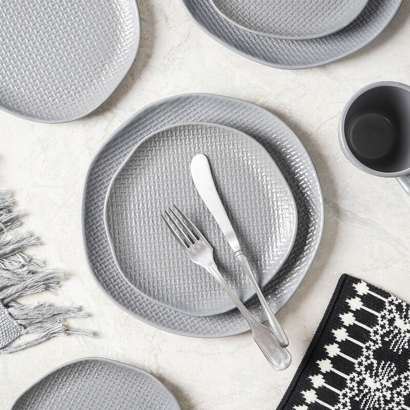 Stone Lain Abigail Stoneware 16 Piece Dinnerware Set, Gray