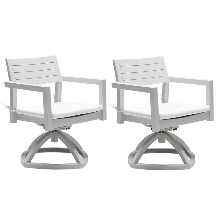 MONDAWE 2 Pieces Outdoor Patio Aluminum Swivel Rocker Chairs with Outdoor-grade Sunbrella Fabric Cushions,Grayish