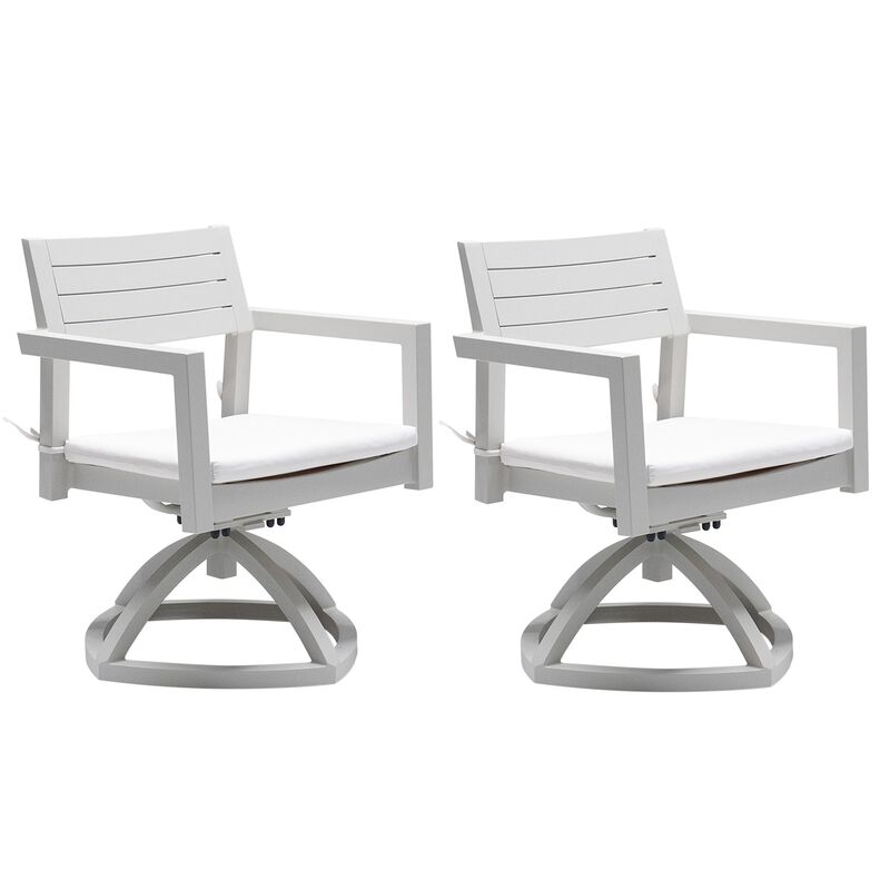 MONDAWE 2 Pieces Outdoor Patio Aluminum Swivel Rocker Chairs with Outdoor-grade Sunbrella Fabric Cushions,Grayish