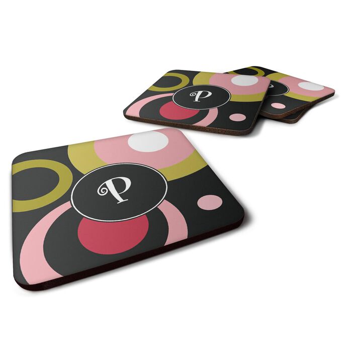 Caroline's Treasures AM1001-PFC Monogram-Retro in Black Foam Coasters (Set of 4), 3.5 H x 3.5 W, Multicolor