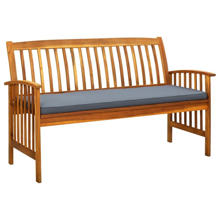 vidaXL Garden Bench with Cushion 57.9" Solid Acacia Wood