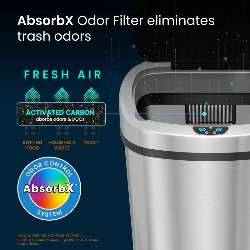iTouchless 13 Gallon Stainless Steel Oval Sensor Trash Can