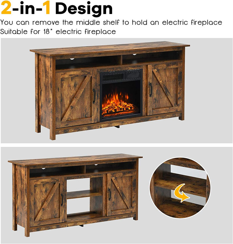 Industrial TV Stand Entertainment Center with Shelve and Cabinet