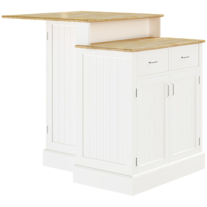 Streamdale White Kitchen Island with Storage and Adjustable Shelves