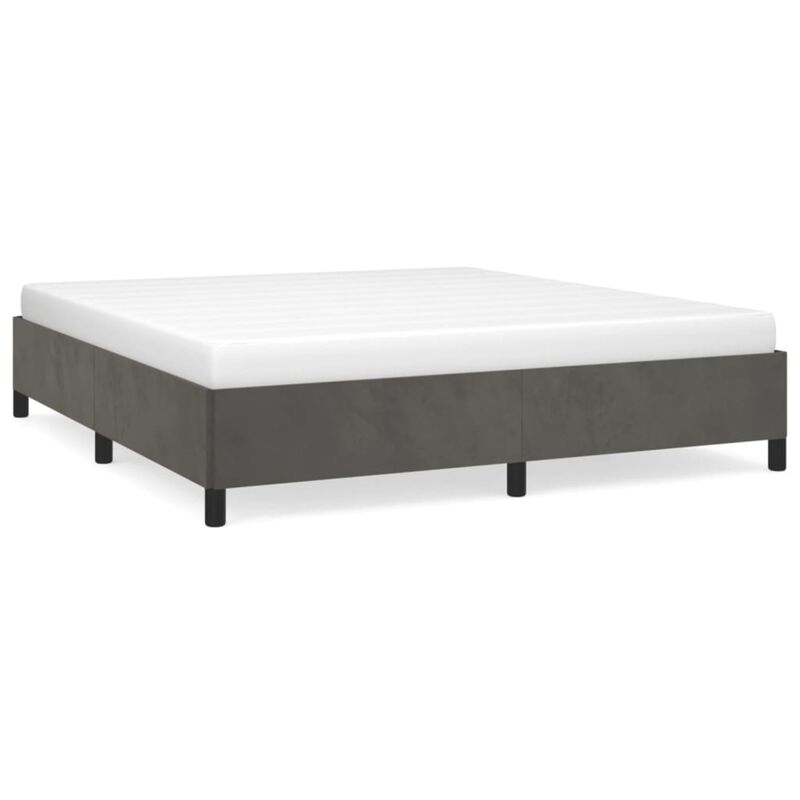 vidaXL California King Size Bed Frame in Velvet Dark Gray - Modern Double Bed Design with Sturdy Plywood Slats and Supportive Legs