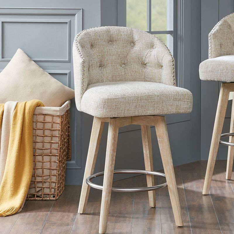 Gracie Mills Esta 360Â° Swivel Elegance Upholstered Counter Stool - 26" Height