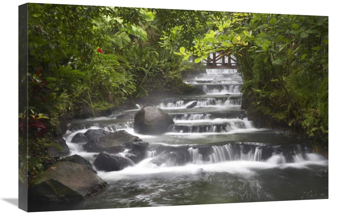 Tabacon River, cascades and pools in the rainforest, Costa Rica-Canvas Art-30x20