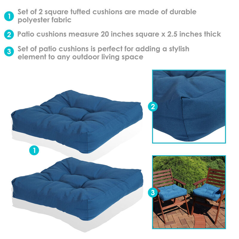 Sunnydaze Outdoor Square Olefin Tufted Seat Cushions - Set of 2