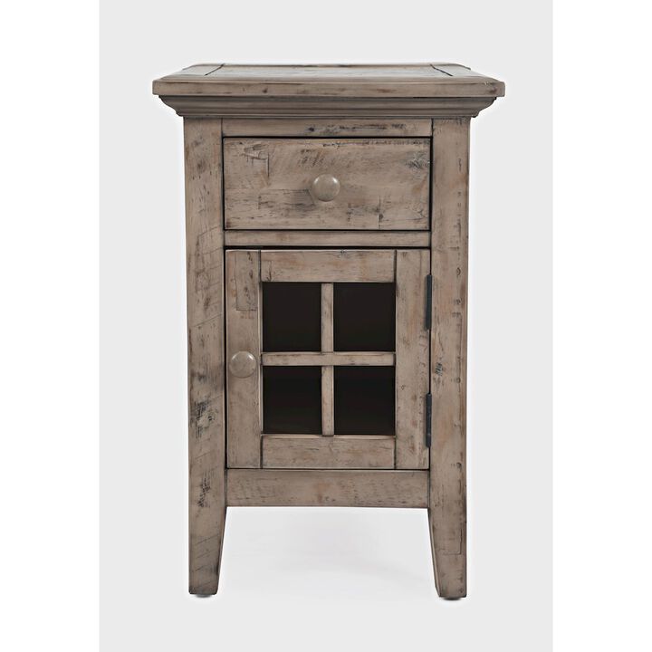 Jofran Rustic Shores Distressed Acacia USB Charging Chairside End Table