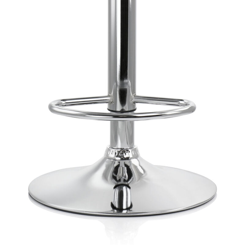 Elama 2 Piece Slim Faux Leather Adjustable Bar Stool in Orange with Chrome Base