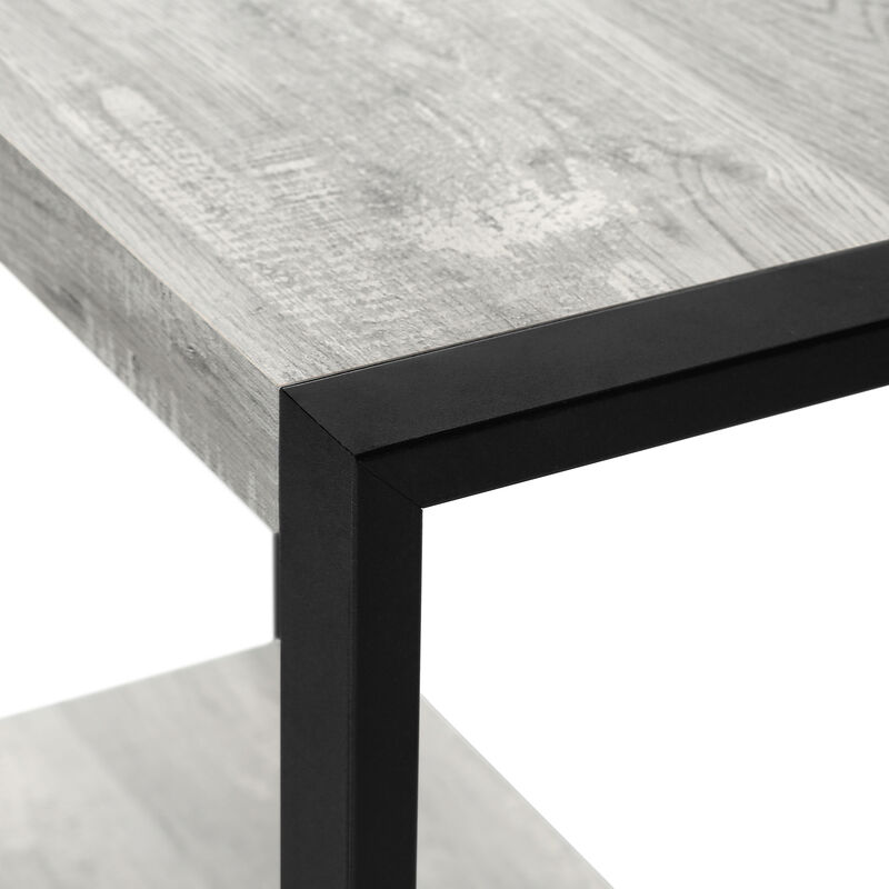 Monarch Specialties I 2857 Accent Table, Side, End, Nightstand, Lamp, Living Room, Bedroom, Metal, Laminate, Grey, Black, Contemporary, Modern