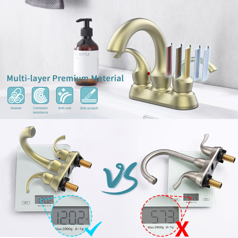 Centerset Vanity Sink Faucet Swan Design with Dual Handles and Supply Hoses
