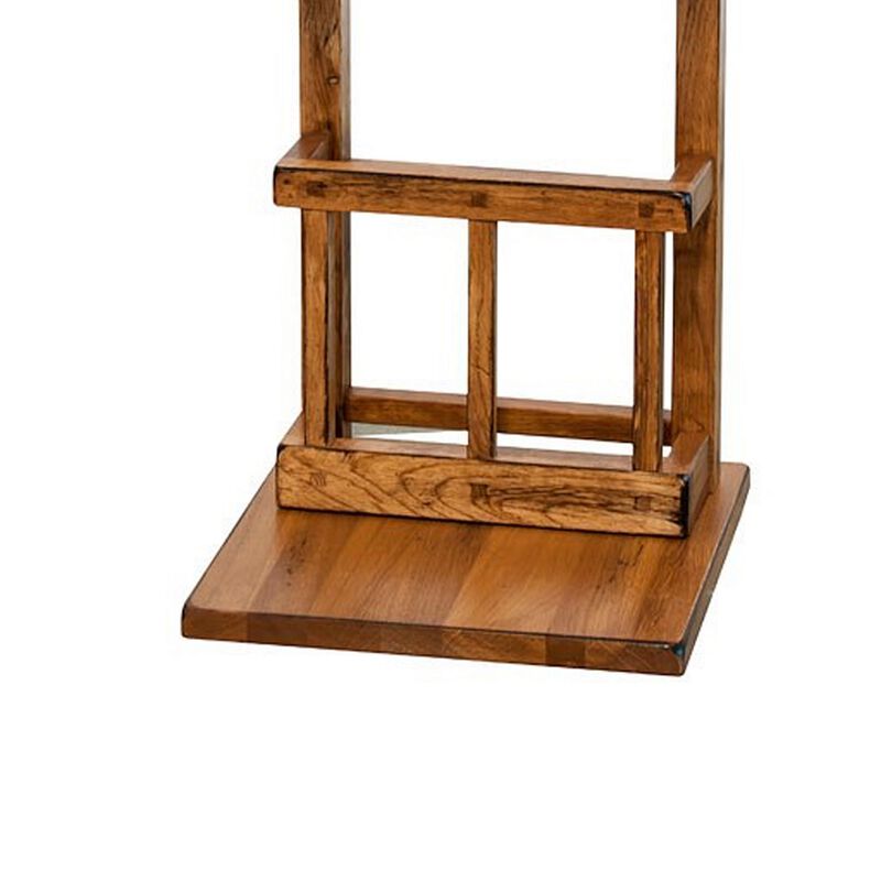 Marv Side Table with Magazine Rack, 13 Inch, Rustic Oak Finish Wood - Benzara