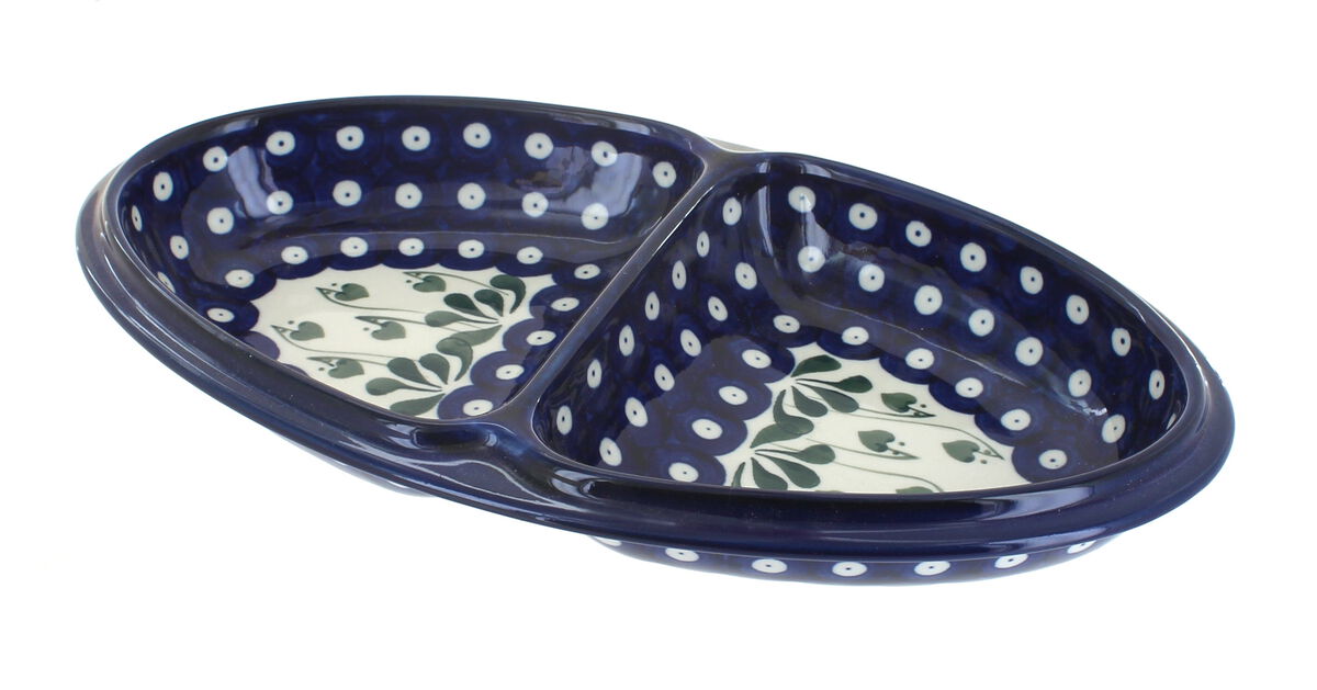 Blue Rose Polish Pottery Alyce Divided Dish