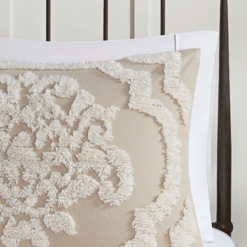 Gracie Mills Fitzpatrick 3 piece Tufted Cotton Chenille Damask Duvet Cover Set