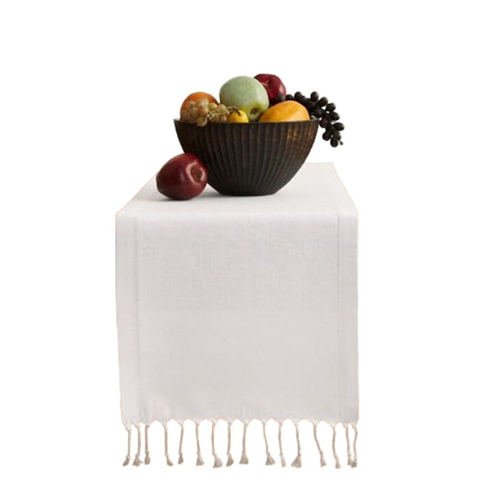 Solino Home 100% Pure Linen Table Runner | Twisted Fringe for Spring & Easter