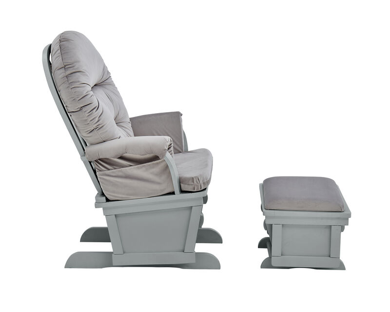 Madison Glider and Ottoman Gray Wood and Light Cloud Gray Fabric