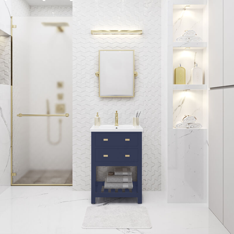 Viola 24 In. Integrated Ceramic Sink Top Vanity in Monarch Blue