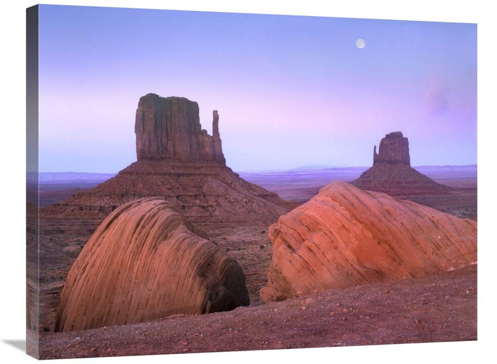 Moon over mittens, Monument Valley, Arizona-Canvas Art-32x24