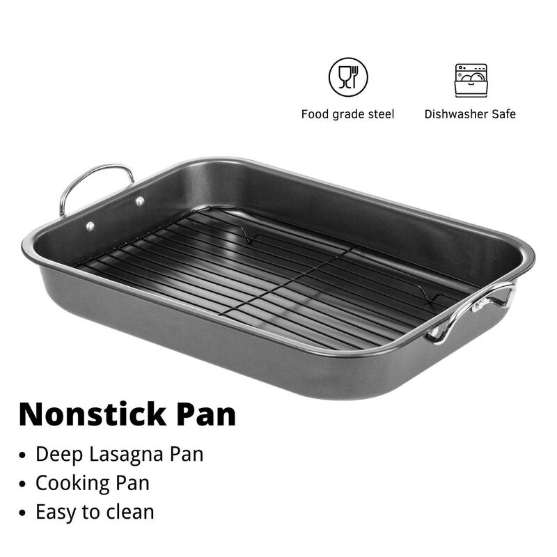 15" Non-Stick Carbon Steel Roasting Pan with Flat Rack