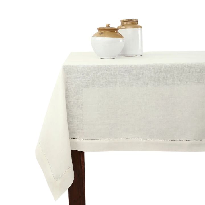 Solino Home 100% Pure Linen Tablecloth | Classic Hemstitch