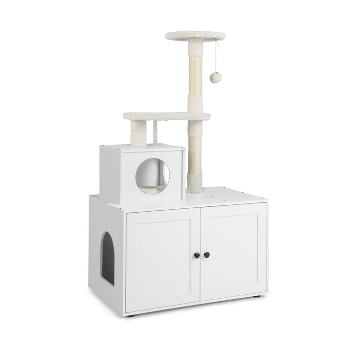 Cat Tree with Litter Box Enclosure with Cat Condo