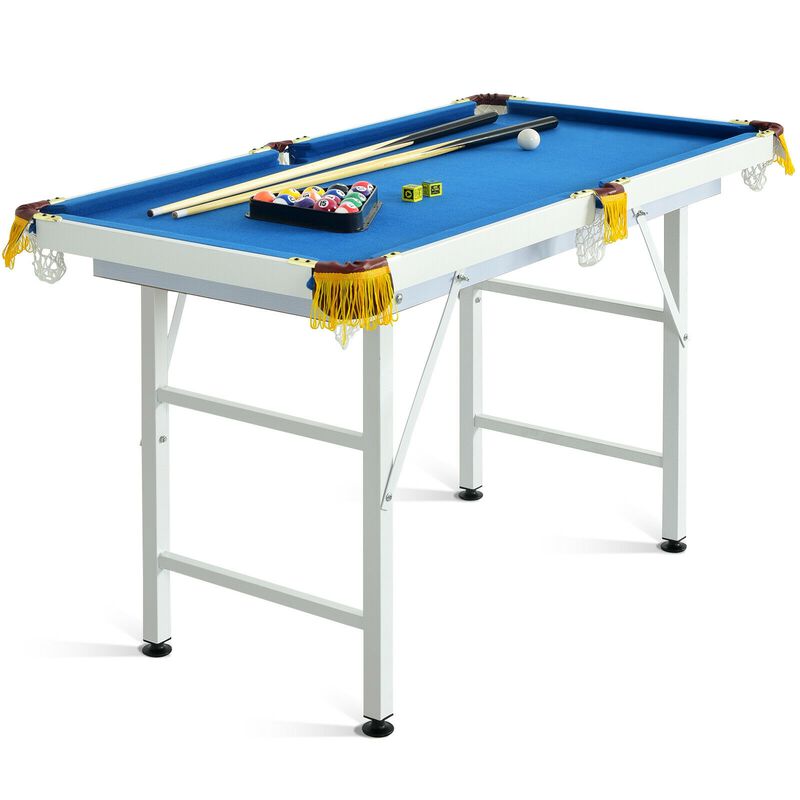 47-Inch Folding Billiard Table with Cues, Brush, and Chalk for Easy Storage
