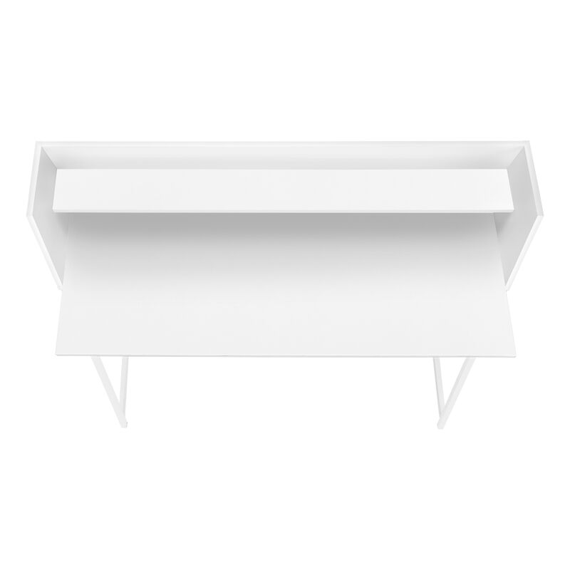 Monarch Specialties I 7545 Computer Desk, Home Office, Laptop, Storage Shelves, 48"L, Work, Metal, Laminate, White, Contemporary, Modern