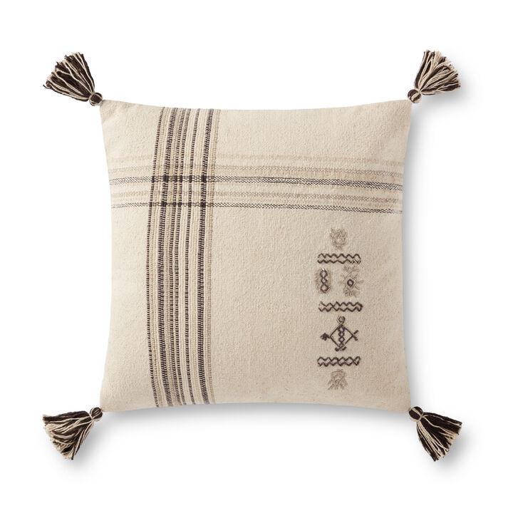 P0929 Natural/Charcoal 18"x18" Down Pillow