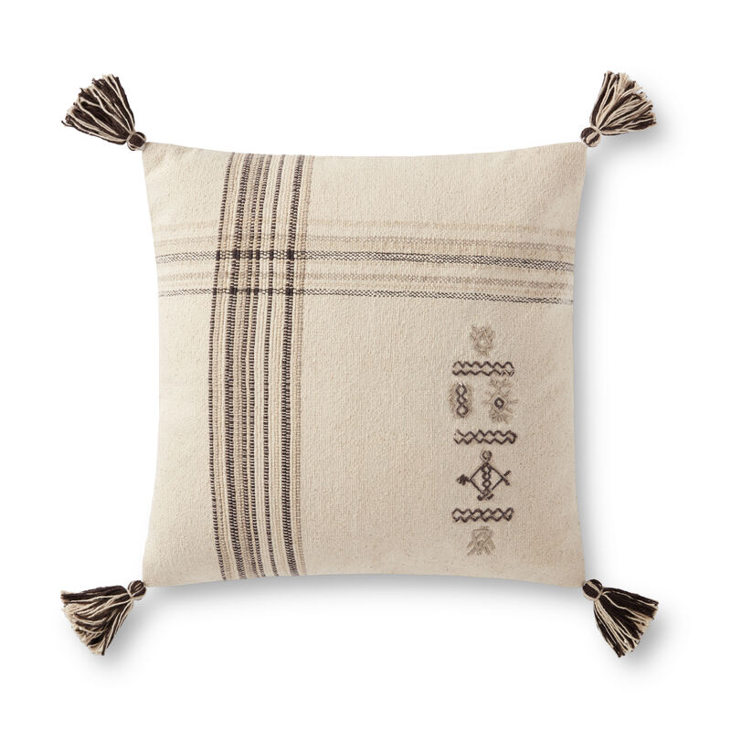 P0929 Natural/Charcoal 18"x18" Down Pillow