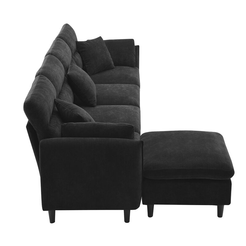 Merax Modern 5 Seats Convertible Sectional Chenille Sofa