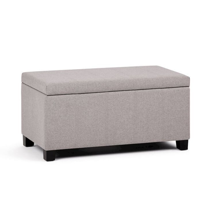 Simpli Home Dover Storage Ottoman Bench In Cloud Grey Linen Look Fabric