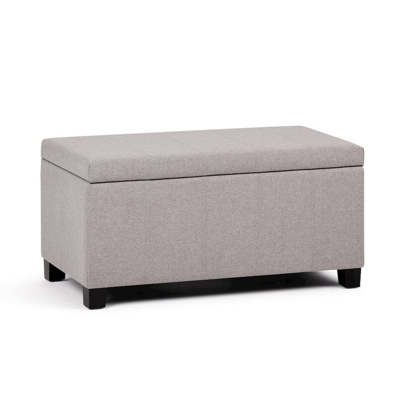 Simpli Home Dover Storage Ottoman Bench In Cloud Grey Linen Look Fabric