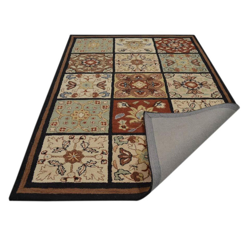 RUGSOTIC CARPETS HAND TUFTED WOOL ECO-FRIENDLY AREA RUGS  - 5'x8', Rectangle Shape, Multicolor, Floral Modern Design, High Pile Thick Handmade Area Rugs for Living Room, Bed Room (K0TM14)