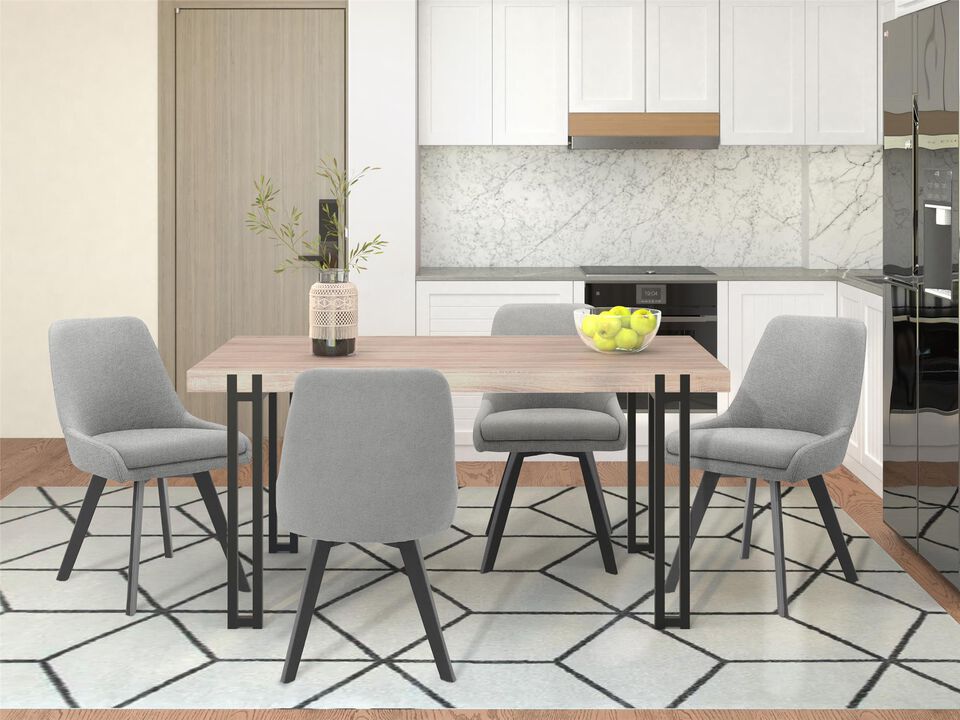 Ren Home Thora Armless Dining Chairs with Upholstered Cushion and Oak Legs Set of 2